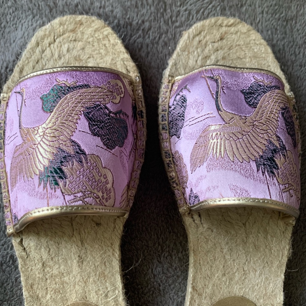 Johnny Was Pink Crane Embroidered Espadrilles - Picture 4 of 7